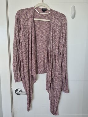 Torrid mauve marbled open-front draped cardigan
